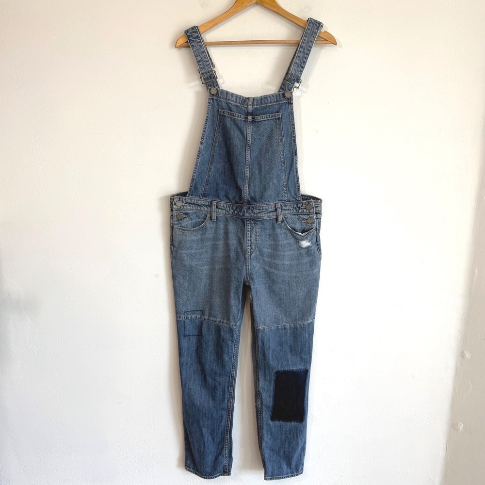 PAIGE Sierra Patchwork Denim Overalls Size 30 Distressed Boyfriend Streetwear